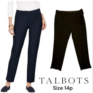 Talbots Hampshire Ankle Black Viscose Trouser Pants Size 14 Petite